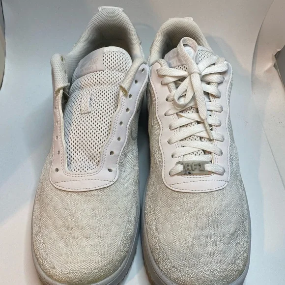 Nike Air Force 1 Crater Flyknit White Gray Mens Size 13 Sneakers DM0590-100 EUC NEW Nike Air Force 1 Crater Flyknit White Grey DM0590-100  main image 4